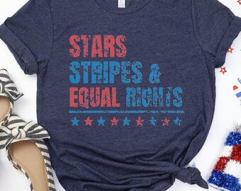 Feministisk patriotisk t-shirt: Retro stjärnränder och lika rättigheter