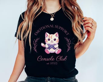 Emotional Support Cat Gamer T-Shirt: Cozy Console Club Tee