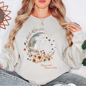 Stay Wild Moon Child Shirt, Celestial Boho T Shirt for Moon Lovers, Feminine Energy Tee, Soft Spiritual Vibes Graphic Shirt, Moon Energy