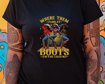 Shirt waar ze fan van zijn | Boots on the Ground zwart cowgirl-T-shirt