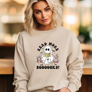 Spooky Ghost Teacher Sweatshirt: Read More Books, Halloween Tee