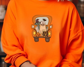 Spooky Ghost Nurse Halloween Sweatshirt, Nurse Gift