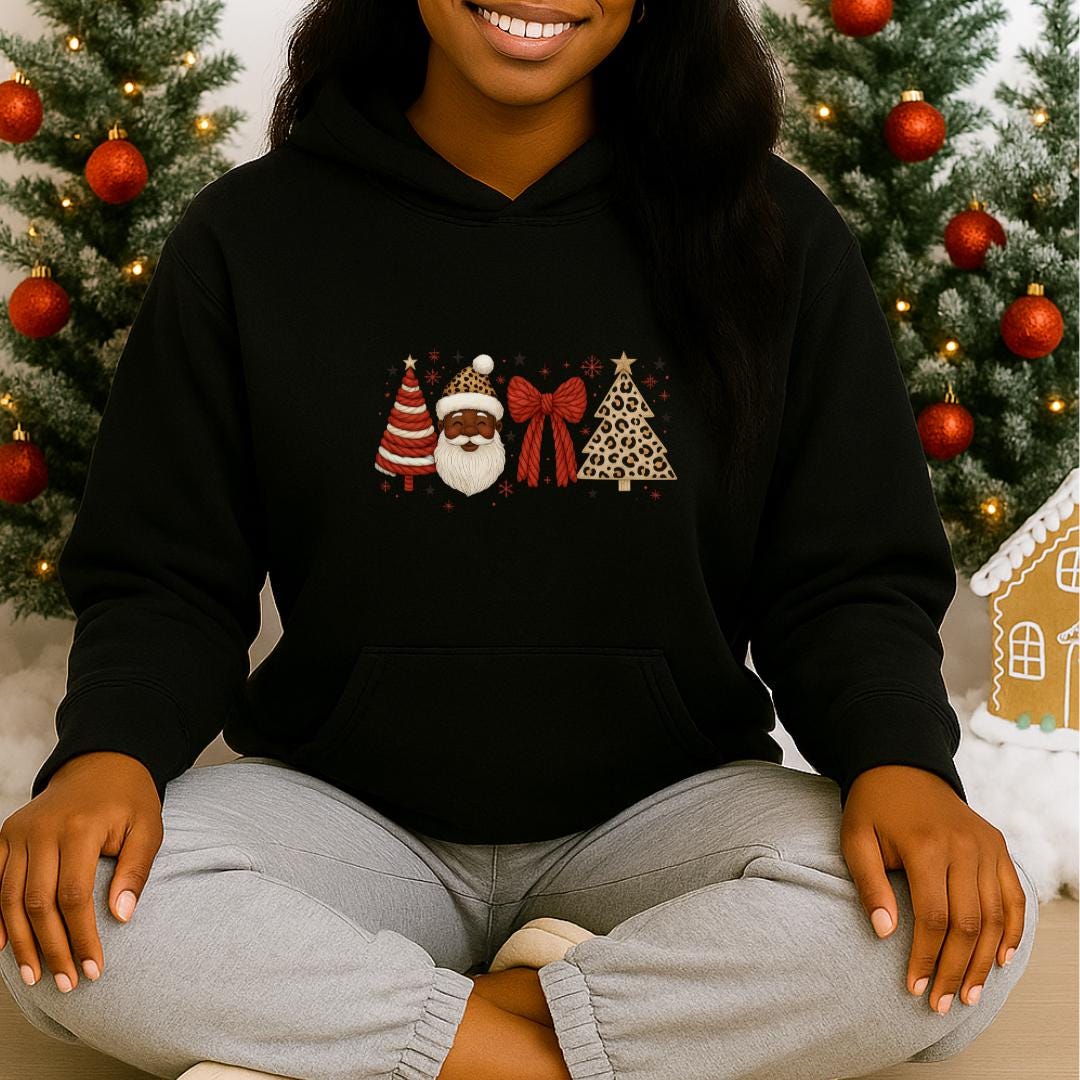 ouf clothing 黒 パーカー　santa Dope Black Santa Leopard Christmas Hoodie - Etsy