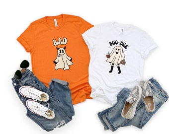 Matching Halloween Ghost T-Shirts: Retro Couple Tees