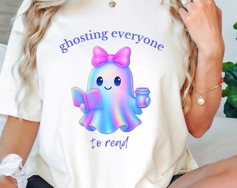 Kawaii skimrande spöke-t-shirt: Rolig bokälskare introvert t-shirt