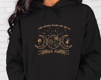 Felpa con cappuccio Mystic Moon Phase: maglietta Boho Celestial Witchy