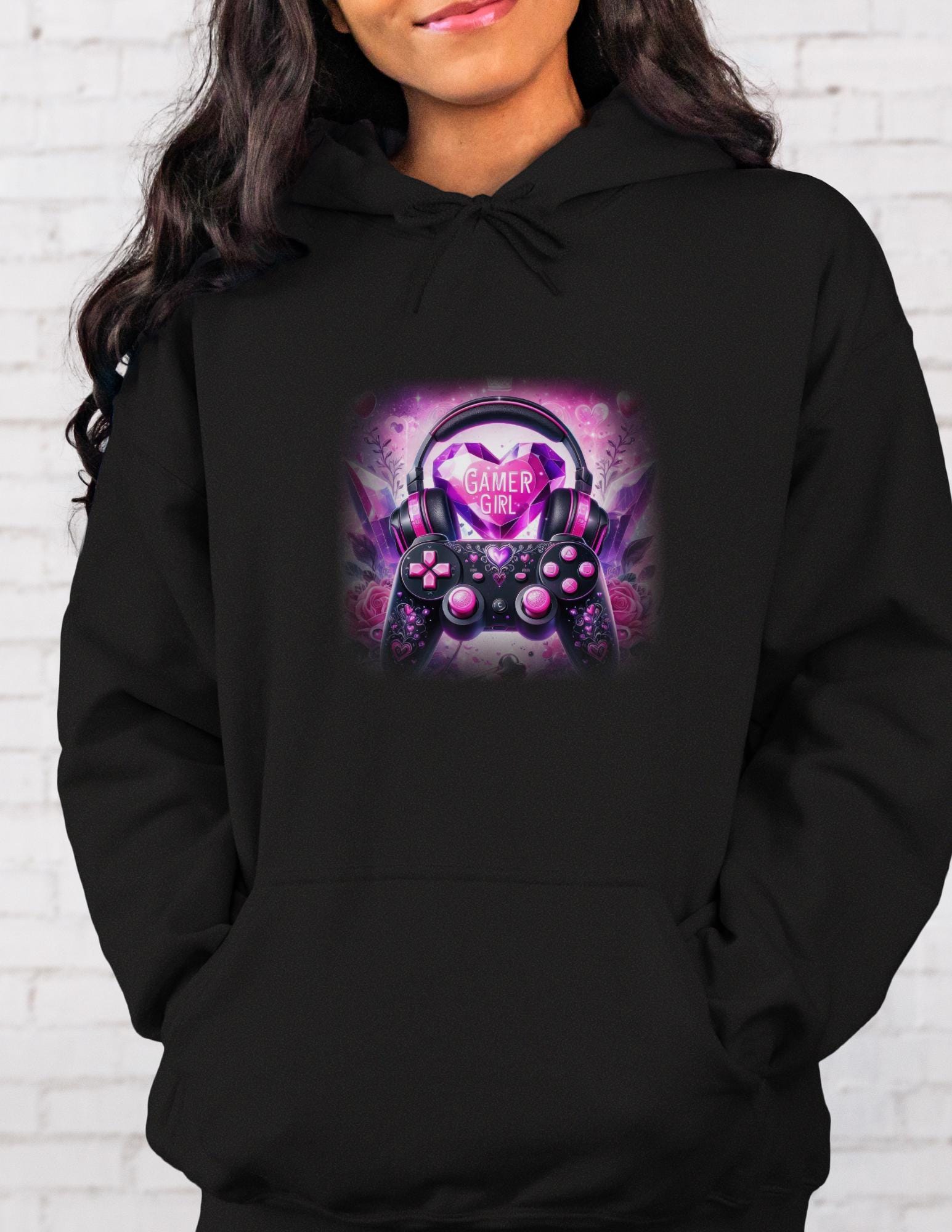 Pastel Gamer Girl Hoodie: Pink Console & Crystals Sweatshirt - Etsy