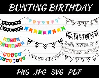 Birthday Bunting Banner SVG: Party Decorations (Digital Download)