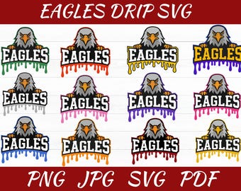 Diseño de goteo de fútbol de las Águilas: Espíritu de equipo PNG SVG Clipart (Descarga digital)