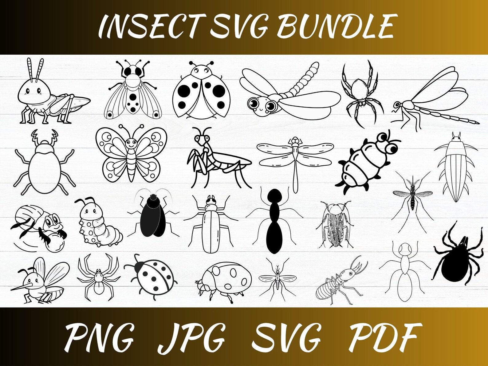 Insect SVG Bundle: Clipart, Silhouette Cut Files for Cricut - Etsy