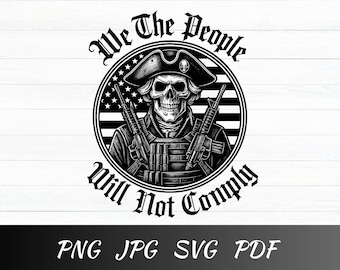 人民軍の頭蓋骨 SVG、愛国的な退役軍人の PNG（クリカット＆シルエットファイル）