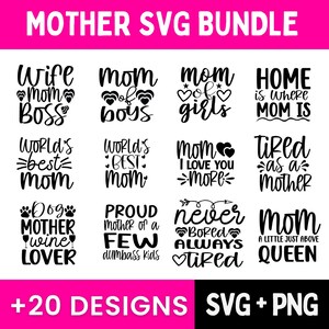 Mother&#39;s Day SVG Bundle: Mom Life Designs (SVG & PNG)