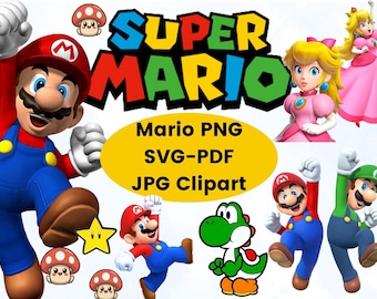 Super Mario Clipart: PNG, JPG (Digital Download)