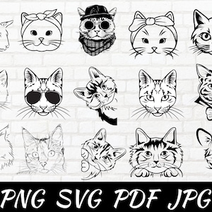 Cat Breeds Line Art SVG Clipart Bundle (Digital Download)