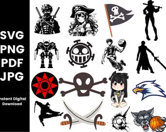 Anime Manga Character SVG Bundle, Vector Art (Digital Download)