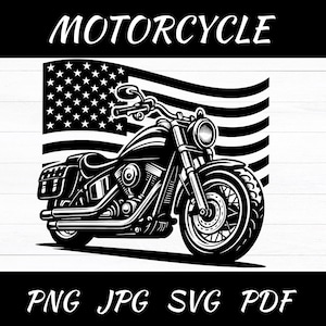 American Flag Motorcycle SVG: Motorbike Clipart, PNG, Vector (Digital Download)