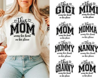 Mamá Corazón en la Manga SVG – Diseño de Sudadera para Mamá (Descarga Digital)