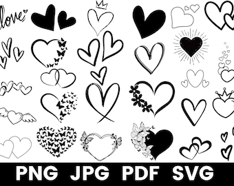 Heart Doodle SVG Bundle: Hand-Drawn Love Clipart (Instant Download)