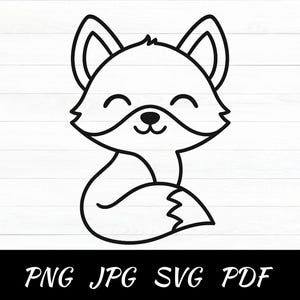 Fox Outline SVG Cute Fox cut file Mom Baby Shower Girl Shirt Toddler Bodysuit Nursery Kawaii Animal Silhouette Cricut Vinyl Laser Engraving