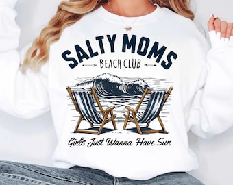 Trendy Salty Moms Beach Club-shirtontwerp (png)
