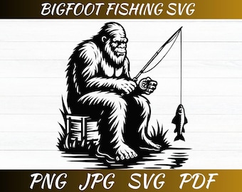 Big Foot Angeln SVG | Sasquatch Vektorgrafik (Digitaler Download)