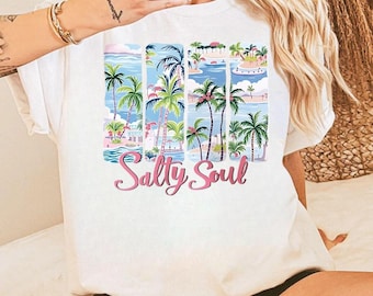 Summer Salty Soul PNG: Preppy Beach Brushstroke Design
