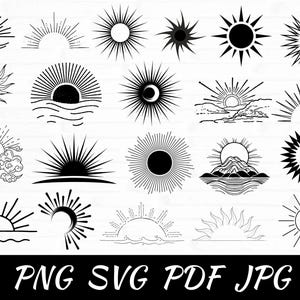 Sunrise & Sunset SVG Bundle: Sun Clipart, Cricut Cut Files