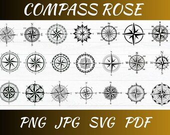 Compass Rose SVG Bundle: Nautical Cut Files for Cricut (Instant Download