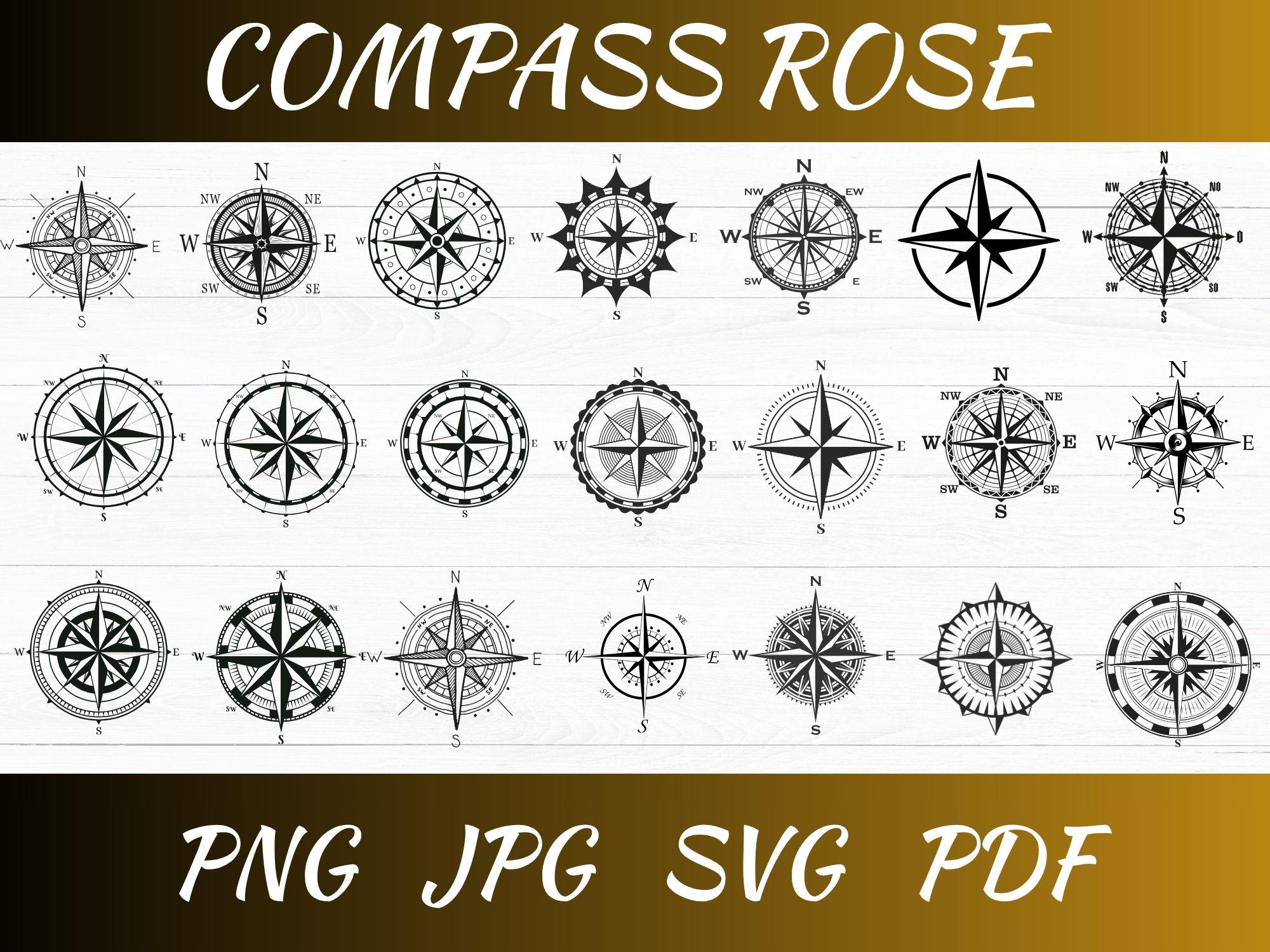 Compass Rose SVG Bundle: Nautical Cut Files for Cricut (instant ...