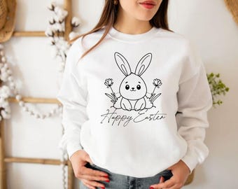 Floral Bunny Easter SVG: Spring Flowers, Shirt Design (Digital Download)