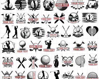 60 Customizable Golf SVG Bundle – Golfer Monogram, Quotes, Frames (Digital Download)