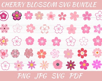 Flor de cerezo SVG: Clipart de flor de Sakura, diseño floral rosa (Descarga digital)