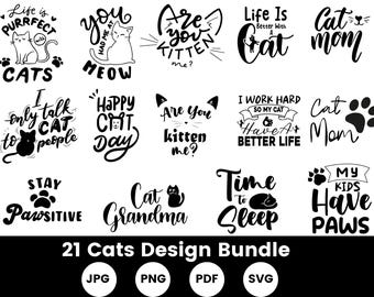 Pacchetto di design SVG per gatti, citazioni di mamme gatte (file digitale)