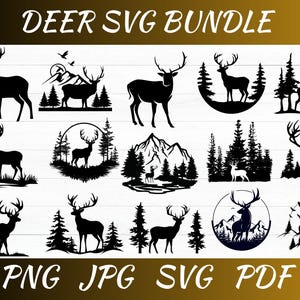 Deer in Forest SVG: Silhouette Cut File for Cricut