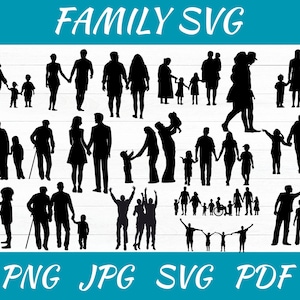 Family SVG PNG Bundle, Family Clipart, Fathers Day svg, Father and Children svg, Family Silhouette, Family SVG Cut Files for Cricut