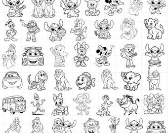 Paquete de imágenes SVG estilo dibujos animados: imágenes prediseñadas de personajes infantiles y animales fantásticos (descarga digital).