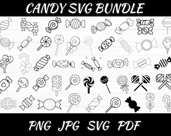 Süßigkeits-Svg-Bundle - Süßigkeitsart - Süße Leckereien Art - Candy Clipart - Lollipop Art - Süße Süßigkeit - Candy Png - Süßer Zucker - Digital Download