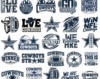 Paquete de 25 archivos SVG de los Cowboys – Archivos de corte para aficionados al fútbol americano (Descarga digital)