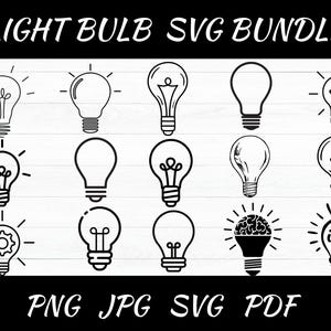 Light Bulb SVG Bundle, Light Bulb PNG Bundle, Light Bulbs Svg, Light Bulb Clipart, Light Bulb Cut Files For Cricut, Light Bulb Vector