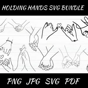 Holding Hands svg Bundle, Holding Hand Cut File, Holding Hand Silhouette, Couple Hands svg For Cricut, Pinky Hold svg, Digital Bundle