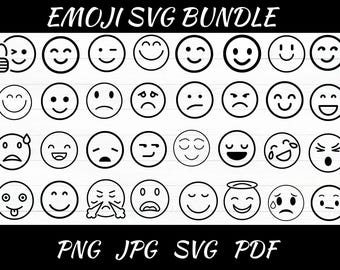 Paquete SVG de caras de emoji: Archivo de corte Cricut, clipart (descarga instantánea)