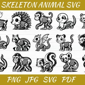 Skeleton Animal Svg Bundle - Cute Halloween Animal Svg - Halloween Animal Svg - Skeleton Svg Bundle - Svg File For Cricut