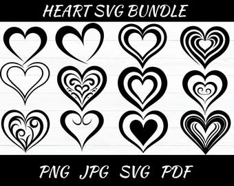 Heart Doodle SVG Bundle: Hand-Drawn Love Clipart (Instant Download