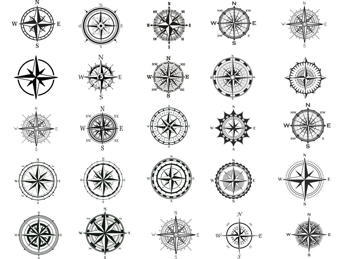 Compass Rose SVG Bundle: Nautical Cut Files for Cricut (instant ...