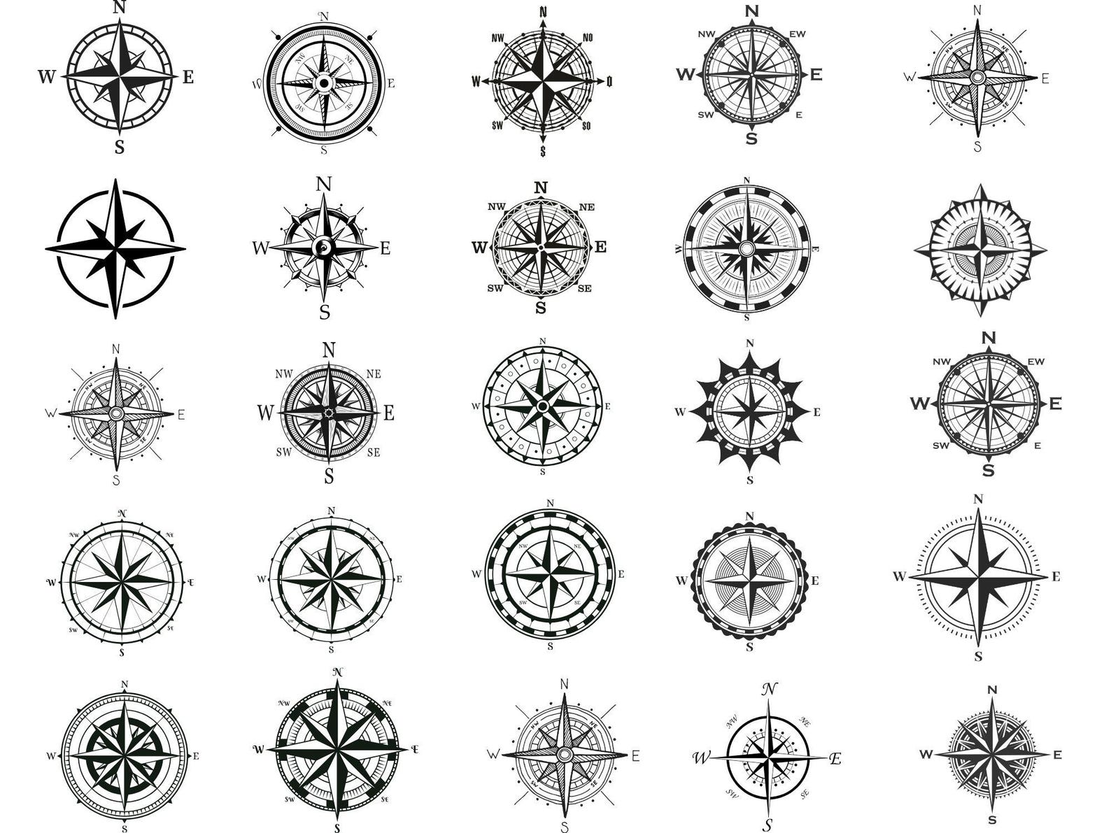 Compass Rose SVG Bundle: Nautical Cut Files for Cricut (instant ...