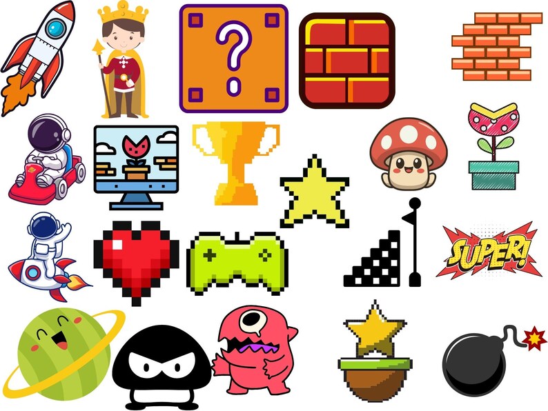 Super Mario Clipart: PNG, JPG (digital Download) - Etsy