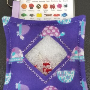 I Spy Bag, SEWN on Word List and Detachable PICTURE LIST, Turtles, Quiet Travel Toy, Toddler Gift, Busy Bag, Sensory Toy, Educational Game