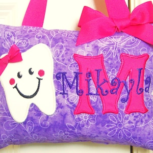 Tooth Fairy Pillow - Purple Butterflies - Custom Made - Baby Shower - Birthday Gift