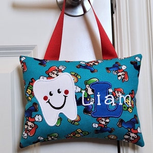 Tooth Fairy Pillow Super Mario, Personalized, Custom Made, Tooth Chart, Baby Gift, Shower Gift, Christmas Gift, Child's Keepsake image 3