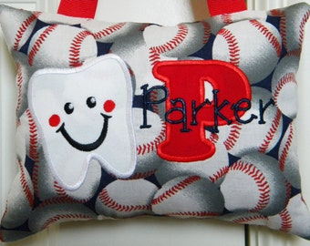 Tooth Fairy Pillow  - Large Baseballs - Personalized, Custom Made, Opt. Tooth Chart, Baby Gift, Shower Gift, Christmas Gift, Birthday